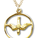 Women's 14kt Gold Over Sterling Silver Cut Out Open Circle Dove Necklace + 18 Inch Gold Plated Chain & Clasp - Gold-tone