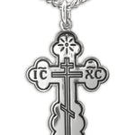 Women or Teen Orthodox Cross Necklace, Sterling Silver Medal with Chain - 20" 2.2mm Stainless Steel Chain with Clasp