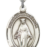 Our Lady of Lebanon Medal, Sterling Silver, Large