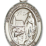 Our Lady of Lourdes Medal, Sterling Silver, Large - No Chain