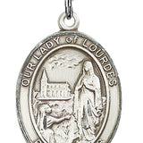 Our Lady of Lourdes Medal, Sterling Silver, Large