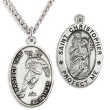 Oval Men's Saint Christopher Lacrosse Necklace