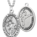 Oval Boy's St. Sebastian Martial Arts Necklace With Chain