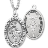 Oval Men's St. Sebastian Track Necklace With Chain