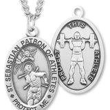 Oval Men's St. Sebastian Weight Lifting Necklace With Chain