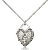 Miraculous Heart Medal, Sterling Silver - 18" 1.2mm Sterling Silver Chain + Clasp