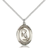 St. Sebastian Rugby Medal, Sterling Silver, Medium - 18" 1.2mm Sterling Silver Chain + Clasp