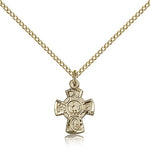 5 Way Cross Pendant, Gold Filled - Gold-tone