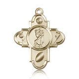 Sports 5 Way Cross St Christopher Medal, 14 Karat Gold - 14 KT Yellow Gold
