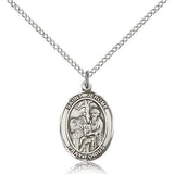St. Jerome Medal, Sterling Silver, Medium - 18" 1.2mm Sterling Silver Chain + Clasp