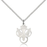 Holy Spirit Medal, Sterling Silver - 18" 1.2mm Sterling Silver Chain + Clasp