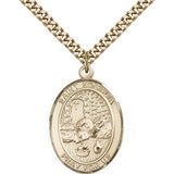 St. Rosalia Medal, Gold Filled, Large - 24" 2.4mm Gold Plated Chain + Clasp