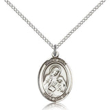 St. Ann Medal, Sterling Silver, Medium - 18" 1.2mm Sterling Silver Chain + Clasp
