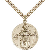 St. Niño De Atocha Medal, Gold Filled - 24" 2.4mm Gold Plated Endless Chain