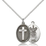 Air Force Cross Pendant, Sterling Silver - 18" 1.2mm Sterling Silver Chain + Clasp