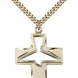 Holy Spirit Medal, Gold Filled - 24" 2.4mm Gold Plated Endless Chain