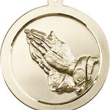 Praying Hand Medal, 14 Karat Gold - 14 KT Yellow Gold
