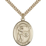 St. Christopher Golf Medal, Gold Filled, Large - 24" 2.4mm Gold Plated Chain + Clasp