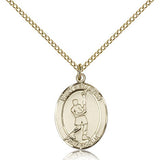 St. Sebastian Lacrosse Medal, Gold Filled, Medium - Gold-tone