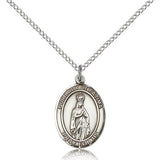 Our Lady of Fatima Medal, Sterling Silver, Medium - 18" 1.2mm Sterling Silver Chain + Clasp