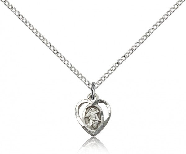 Guardian Angel Medal, Sterling Silver - 18" 1.2mm Sterling Silver Chain + Clasp