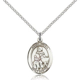 St. Giles Medal, Sterling Silver, Medium - 18" 1.2mm Sterling Silver Chain + Clasp