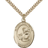St. Thomas Aquinas Medal, Gold Filled, Large - 24" 2.4mm Gold Plated Chain + Clasp