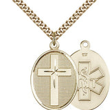 EMT Cross Pendant, Gold Filled - 24" 2.4mm Gold Plated Endless Chain