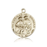 Sts. Cosmos and Damian Medal, 14 Karat Gold - 14 KT Yellow Gold