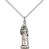 St. Anthony Medal, Sterling Silver - 18" 1.2mm Sterling Silver Chain + Clasp
