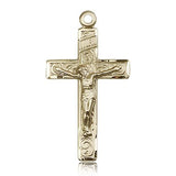 Crucifix Pendant, 14 Karat Gold - 14 KT Yellow Gold