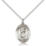 St. Christopher Medal, Sterling Silver, Medium - 18" 1.2mm Sterling Silver Chain + Clasp