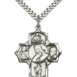 St. Philomena Vian Bos Jude Ger Medal, Sterling Silver - 24" 2.4mm Rhodium Plate Endless Chain