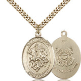 St. George Coast Guard Medal, Gold Filled, Large - 24" 2.4mm Gold Plated Chain + Clasp