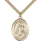 St. Nicholas Medal, Gold Filled, Large - 24" 2.4mm Gold Plated Chain + Clasp