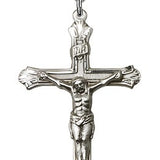 Crucifix Pendant, Sterling Silver - 24" 2.4mm Rhodium Plate Endless Chain