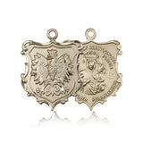 Our Lady of Czestochowa English Falcon Medal, 14 Karat Gold - 14 KT Yellow Gold