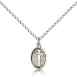 Cross Pendant, Sterling Silver - 18" 1.2mm Sterling Silver Chain + Clasp