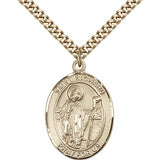 St. Richard Medal, Gold Filled, Large - 24" 2.4mm Gold Plated Chain + Clasp