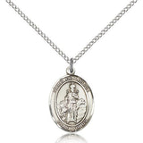 St. Cornelius Medal, Sterling Silver, Medium - 18" 1.2mm Sterling Silver Chain + Clasp