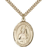 St. Wenceslaus Medal, Gold Filled, Large - 24" 2.4mm Gold Plated Chain + Clasp