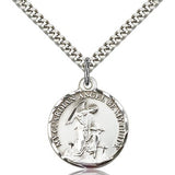 Guardian Angel Medal, Sterling Silver - 24" 2.4mm Rhodium Plate Endless Chain