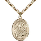 St. Anthony of Padua Medal, Gold Filled, Large - 24" 2.4mm Gold Plated Chain + Clasp