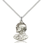 Head of Christ Medal, Sterling Silver - 18" 1.2mm Sterling Silver Chain + Clasp