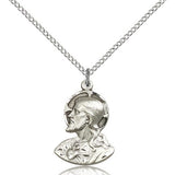 Head of Christ Medal, Sterling Silver - 18" 1.2mm Sterling Silver Chain + Clasp