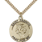 St. Francis Medal, Gold Filled - 24" 2.4mm Gold Plated Endless Chain