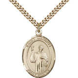 St. Maurus Medal, Gold Filled, Large - 24" 2.4mm Gold Plated Chain + Clasp
