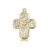 4 Way Cross Pendant, 14 Karat Gold - 14 KT Yellow Gold