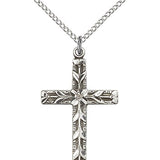 Cross Pendant, Sterling Silver - 18" 1.2mm Sterling Silver Chain + Clasp