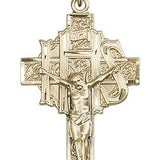 Crucifix Pendant, Gold Filled - 24" 2.4mm Gold Plated Endless Chain